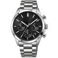 Modern Stainless Steel Chronograph Watch – Silver & Black | LAVVENZIA