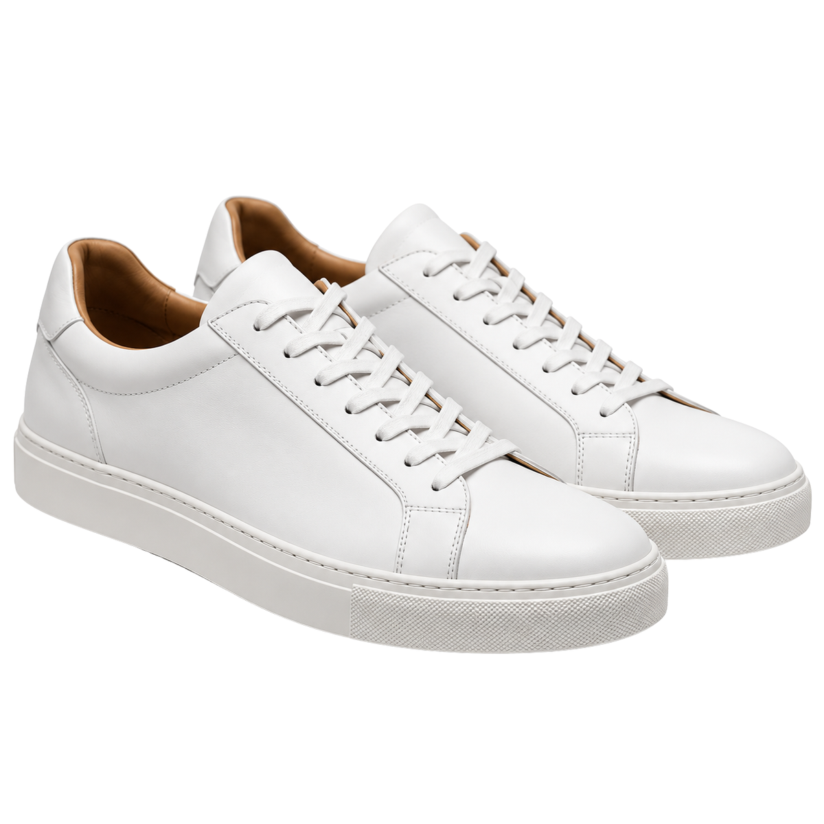 Premium Minimalist Leather Trainers – Classic White | LAVVENZIA
