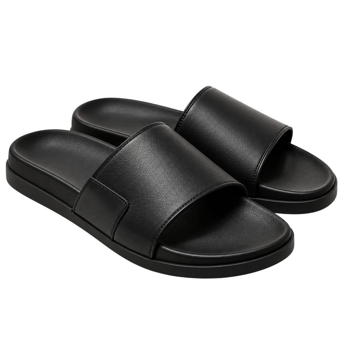 Premium Minimalist Slide Sandals – Midnight Black | LAVVENZIA