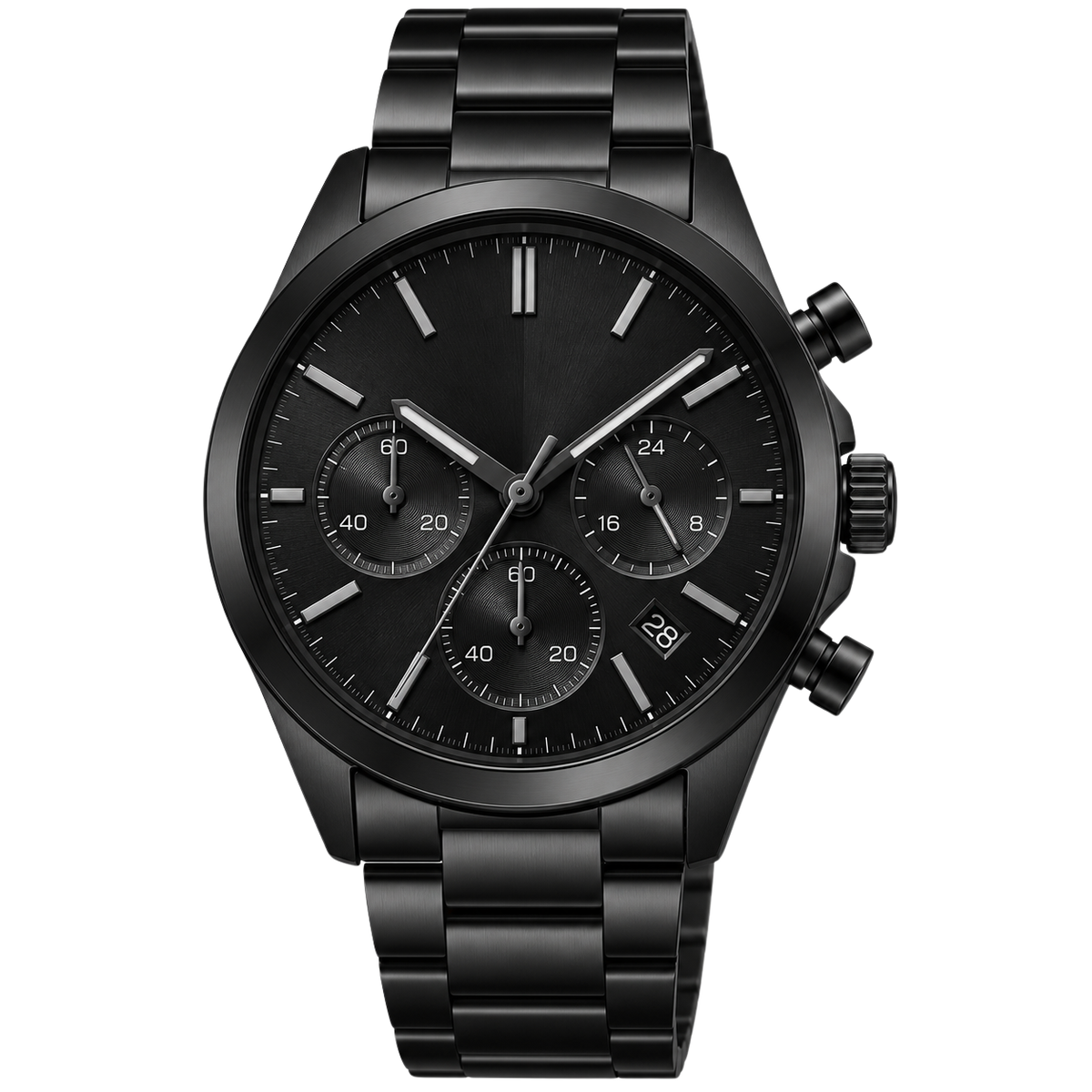 Modern Stainless Steel Chronograph Watch – Midnight Black | LAVVENZIA